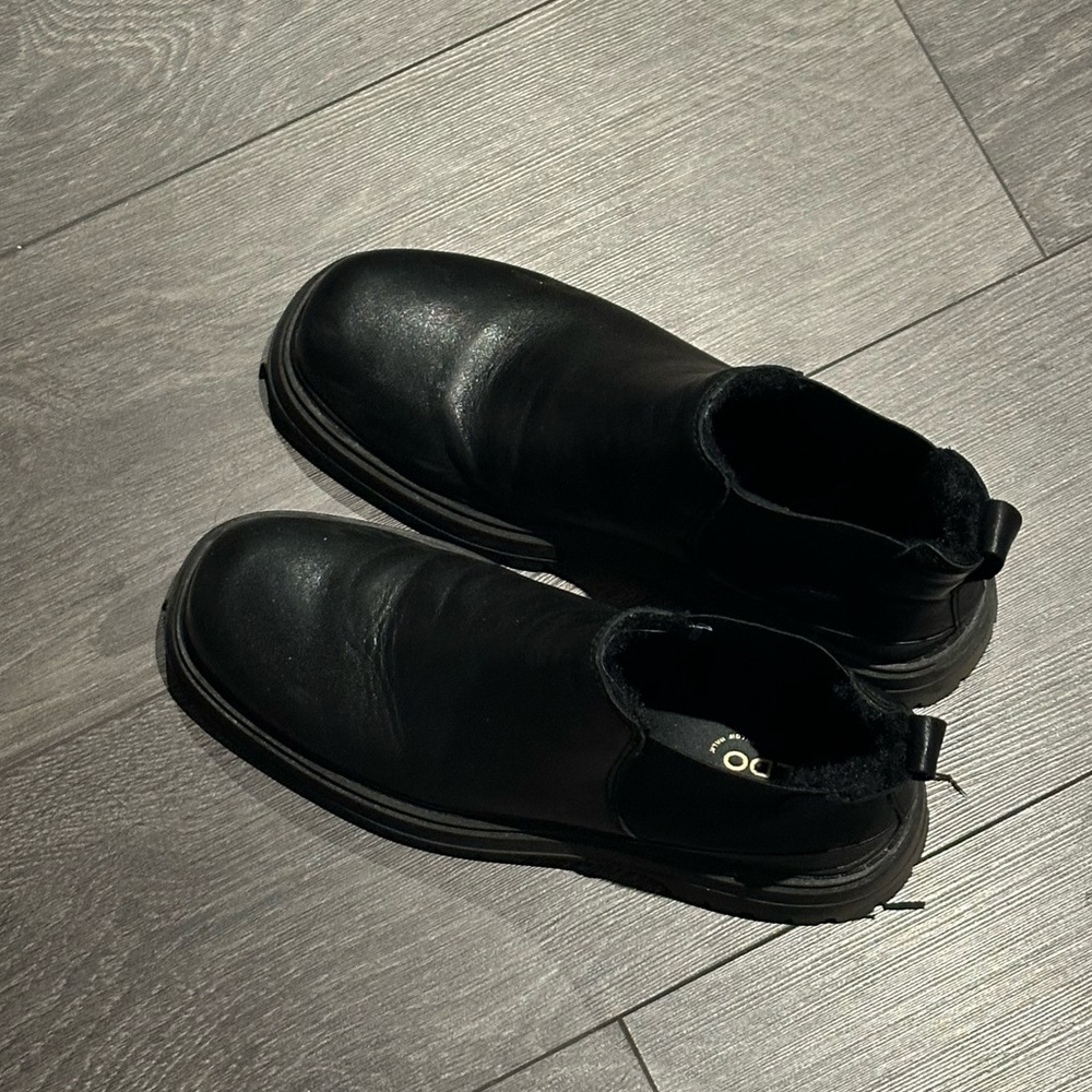 Aldo Black Farerentar Chunky Platform Chelsea Boots with Fur lining